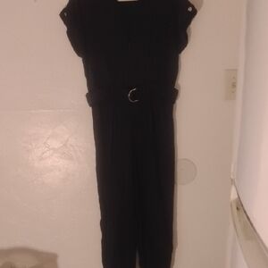 Zara Linen Blend Navy Blue 40's Style Jumpsuit Mint Sz S